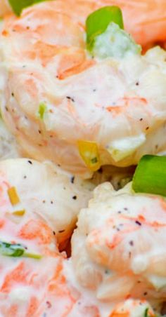 shrimp salad with cream cheese and green onions