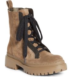 Lug Sole Boots, Footwear Design Women, Lug Sole, Brunello Cucinelli, How To Make Beads, Up Styles, Side Zip, Hiking Boots, Designer Shoes