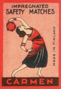 a stamp with an image of a woman holding a ball in her hand and the words, impregated safety matches