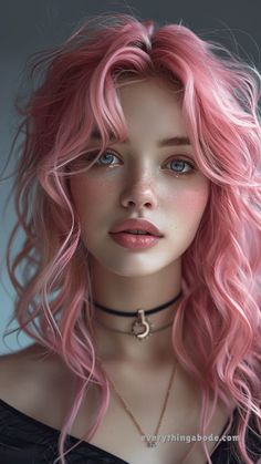 40+ Gorgeous Pink Hairstyle Ideas You Can Steal Right Now People To Use As References, Female Character Inspiration Pink Hair, Pink Hair Girl Art, Pink Hair Girl, Hair Designs For Girls, Curly Hair Designs, Light Pink Hair, Girl With Pink Hair, Frizz Free Curls