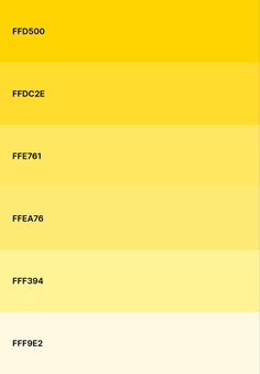 the color chart for yellow is shown in three different colors