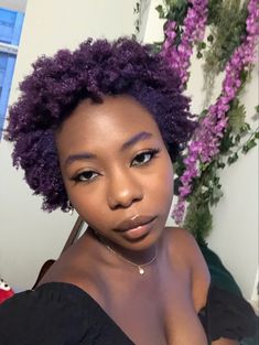 Dyed Afro Hair 4c Purple, 4c Purple Hair, Coloured 4c Natural Hair, Purple Afro Hair Black Women, Purple 4c Natural Hair, Purple Hair Dye Ideas For Black Hair, Hair Wax Color Natural Hair 4c, Black Women Purple Hair, Coloured Afro Hair