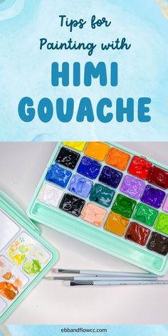 a watercolor painting kit with the title tips for painting with himi gouache