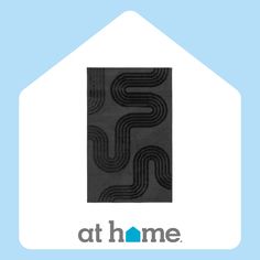 the logo for athome is shown in black and white, with a blue background