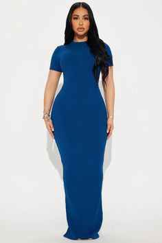 Cora Snatched Maxi Dress - Navy | Fashion Nova Fitted Maxi Dress Outfit, Fashion Nova Outfits Dresses, Maxi Dresses And Skirts, Navy Maxi Dress, Modest Dresses Fashion, Dress High Neck, Maxi Dress Outfit, Fashion Nova Outfits, Professional Outfits Women