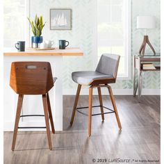 two chairs sitting next to each other on top of a hard wood floor