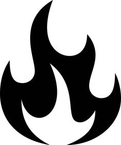 a black and white fire symbol on a white background