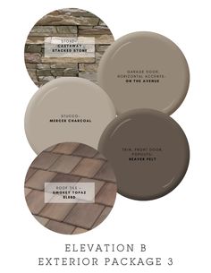 the elevation exterior package 3 is shown with different colors and finishes, including browns, browns