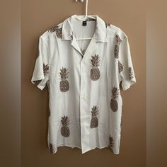 Men’s Shein Pineapple, Top Size Large. True To Size However, If You Have Broad Shoulders, It Fits A Little Tight. New But Never Had Tags On Them . Pineapple Top, White Flannel, Different Shades Of Red, Black Cat Print, Broad Shoulders, Fitted Skirt, Henley Shirts, Polo Dress, Track Jackets