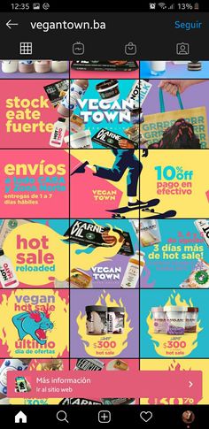 a collage of photos with the words vegan town on it and an image of a