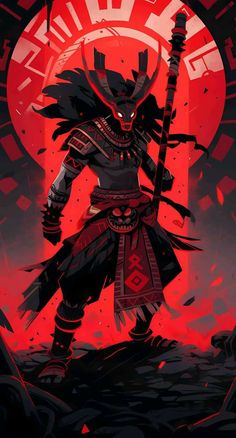 God Of Darkness, Sun Warrior, Creature Fantasy, Aztec Art, Black Anime Characters, Fantasy Concept Art, Character Design Male