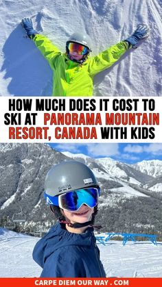 a person on skis with the caption how much does it cost to ski at panorama mountain resort, canada with kids