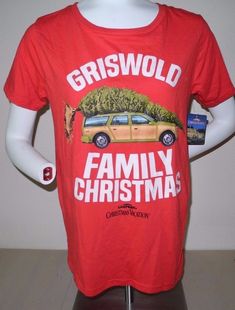 a mannequin wearing a red t - shirt that says griswold family christmas