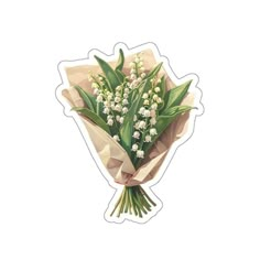 a bouquet of lily of the valley flowers sticker on a white backround