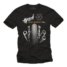 Cool Gifts for Him - Vintage Motorcycle T-Shirt Black Mach 4 - Biker Tee Size S-XXXL T-shirts Vintage, Motos Vintage, American Summer, Motorbike Accessories, Moto Vintage, Biker Men, Motorcycle Tshirts, Training Clothes, Marlon Brando