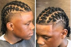 Braids For Men Mohawk, Cornrow Dreadlocks Men, Mohawk Braids For Men, Beginner Dreads For Men, Barrel Twists Short Locs, Short Loc Styles For Men With Fade, Inner Braids, Dread Cornrows Men, Barrel Twist Dreads Men Short