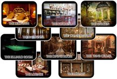 there are many different pictures with the words wine cellars in each photo and their names on them