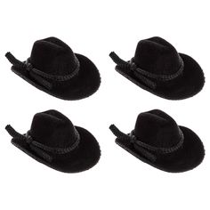 Rope 'em cowboy! Black Flocked Cowboy Hats are flocked in surface texture with simple tie details and curved brims. They are perfectly versatile, which means you can incorporate them into everything from paper projects and miniature projects to mixed media and even paintings. Go western in your crafty themes! Dimensions: Length: 2 1/16" Width: 1 5/8" Height: 3/4" Package contains 4 pieces. Cowboy Centerpieces, Rodeo Birthday Parties, Cowboy Birthday Party, Rodeo Birthday, Western Theme Party, Cowboy Theme, Chapeau Cowboy, Cowboy Birthday, Silhouette Cameo Machine