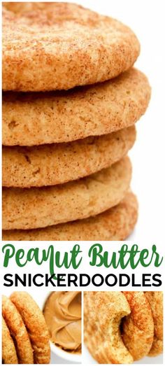 a stack of peanut butter snickkerdoodles with the title above it