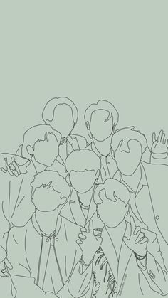 a line drawing of several people in suits and ties, one holding his hand up to the side