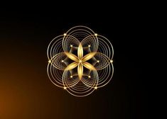 an abstract golden flower on a black background