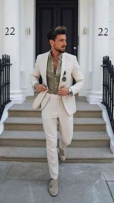 Men Linen Suit, Summer Wedding Suits, Mens Wedding Suits, Suit Prom, Beach Wedding Attire, Dinner Suit, Beige Suits