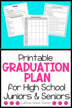 the printable graduation plan for high school juniors and senior students is shown in pink