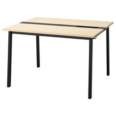 a white table with black legs on a white background