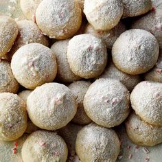 Peppermint Snowball Cookies Recipe: How to Make It Maple Cookies Recipe, Snowman Cookies Recipe, Snowball Cookies Recipe, Peppermint Dessert, Christmas Cookie Recipes Holiday, Snowball Cookie Recipe, Maple Cookies, Leftover Candy, Recipes Holiday