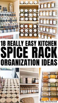 For those who love to cook, a well-organized spice rack is essential. But with so many different spices and seasonings, it’s easy for your spice rack to become cluttered and disorganized. Luckily, there are many creative spice rack organization ideas to keep your spices neat and easy to find. - Lady Decluttered | Spice Rack Organization Ideas for the Kitchen Displaying Spices In Kitchen, Spice Rack Ideas Pantry, Spices Organization Cabinet, Spice Cabinets Ideas, Storage Ideas For Spices In Kitchen, Diy Spice Storage Ideas, Best Spice Organization, Spice Storage For Small Spaces