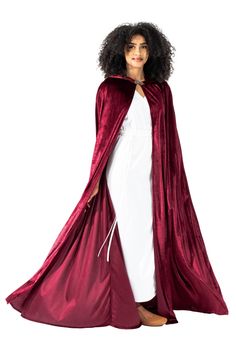 This full length Maroon Adult Cloak is perfect for a variety of dress up occasions; wear to any Halloween Party, Cosplay, Role Playing, Gothic, Steampunk, Renaissance, Medieval Events or a Masquerade Ball! Made from crushed maroon velvet, measuring from 60.5" from neckline to hem Fully lined hood and ornate metal fastening clasp Machine washable and made for repeat use Breathable, Silky Soft, 100% Polyester Fabrics Dress Ups & Accessories Sold Separately Gothic Winter Cosplay Costume For Parties, Fantasy Winter Party Costumes, Gothic Costumes For Fantasy Events In Fall, Gothic Red Cosplay Costume For Party, Red Costume For Cosplay And Fancy Dress Events, Red Costumes For Cosplay And Fancy Dress Events, Red Costume For Cosplay Events, Medieval Costumes For Costume Party In Fall, Medieval Costumes For Fall Costume Party