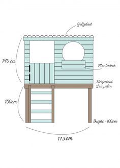 a diagram showing the height and measurements of a children's play house with stairs