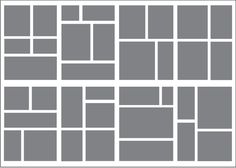 a gray and white photo collage with squares in the middle, on top of each other