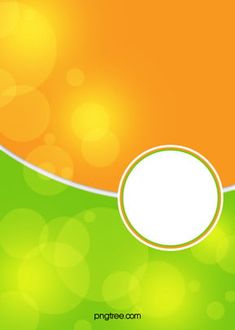 an orange and green abstract background with a white circle for your text or image in the center