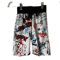 New Phat Farm Boys Shorts With Multicolored Graffiti Print, Size 4 Approximate Measurements: Waist: 18", Inseam: 6" Fun White Bottoms For Spring, Hip Hop Cotton Bottoms With Graffiti Print, Multicolor Cotton Bottoms With Letter Print, Cotton Bottoms With Graphic Print For Playwear, Multicolor Shorts With Elastic Waistband For Playwear, Cotton Graphic Print Bottoms For Playwear, Graphic Print Hip Hop Bottoms For Summer, Hip Hop Graphic Print Bottoms For Summer, Hip Hop Style Graphic Print Bottoms For Summer