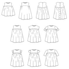 the front and back views of a dress pattern