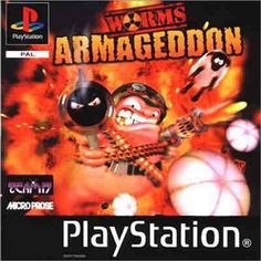 the coverart for worms armagedon, an action video game that is available on playstation