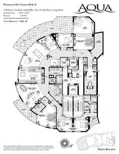 the floor plan for a four bedroom apartment at aqua in las vegas, nv