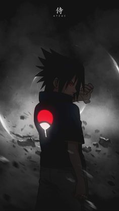 an anime character holding a red light in his hand