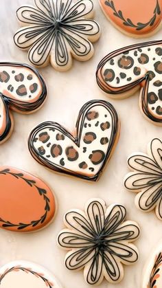 decorated cookies with leopard print and hearts