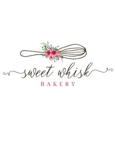 the logo for sweet whisk bakery, with flowers and an oatmeal