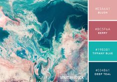 an abstract painting with blue, pink and green colors in the middle is featured on this page