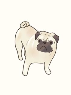 a drawing of a pug dog looking at the camera