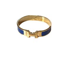 Gold H Cuff Bracelet in Royal Blue Royal Blue Accessories, 2025 Style, Dream Wishlist, Hermes Bracelet, Summer Stuff, Blue Accessories, Funky Jewelry, Jewelry Lookbook, Cuff Bracelet