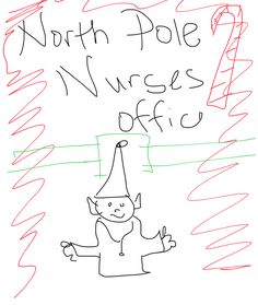 a drawing of a person with a party hat on and the words north pole nurses do it