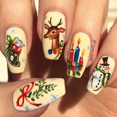 Deer Nails, Patriotic Nails Design, Pattern Nails, Pretty Nail Polish Colors, Pretty Fingers, Holiday Nails Winter, December Winter, Santa Cruz Mountains