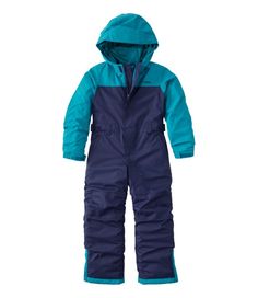 Warm and weather-resistant, this durable snowsuit provides comfort and coverage from head to foot and is made to accomodate fast-growing kids. Bring on the snow days! Hidden “grow” cuffs lengthen 1½" to accommodate growth spurts. Relaxed Fit. Wind- and water-resistant fabric is light enough so kids can move comfortably. Polyester shell is made from Bluesign-approved fabric, ensuring reduced environmental impact. Smooth nylon lining for easy on/off. Packed with 100% polyester Thinsulate insulatio Kids Snowboard, Newborn Snowsuit, Toddler Snowsuit, Fleece-lined Long Sleeve Outerwear For Snowboarding, Baby Snowsuit, Reflective Material, Winter Gear, Kids Outerwear, Ll Bean