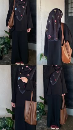 Black Outfit Hijab Casual, Outfit Hitam, Muslim Women Fashion, Modest Dresses Casual