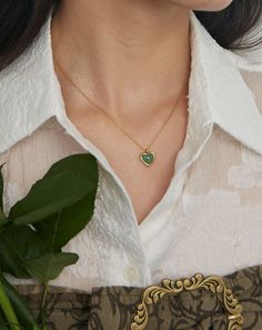 Green Heart Necklace, En Route Jewelry, Green Aventurine Necklace, Green Aventurine Stone, Aventurine Necklace, Aventurine Stone, Pearl Flower, Green Necklace, Green Aesthetic