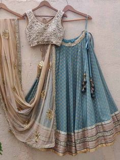 "Elevate your wardrobe with our latest arrival! Stay tuned for more updates! #clothing #fashion" Nude Lehenga, Silk Lehenga Designs, Lehenga With Mirror Work, Hand Embroidered Blouse, Gold Lehenga, Georgette Lehenga